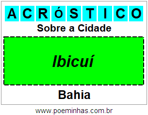 Acróstico Para Imprimir Sobre a Cidade Ibicuí