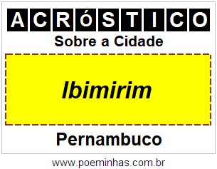 Acróstico Para Imprimir Sobre a Cidade Ibimirim