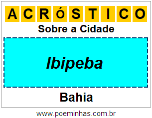 Acróstico Para Imprimir Sobre a Cidade Ibipeba