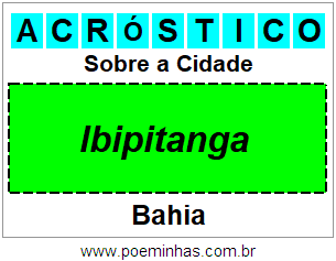 Acróstico Para Imprimir Sobre a Cidade Ibipitanga