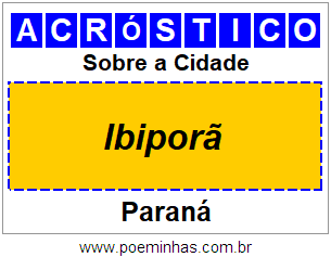 Acróstico Para Imprimir Sobre a Cidade Ibiporã