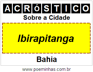 Acróstico Para Imprimir Sobre a Cidade Ibirapitanga