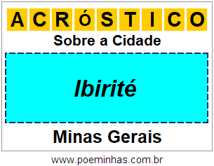 Acróstico Para Imprimir Sobre a Cidade Ibirité