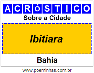 Acróstico Para Imprimir Sobre a Cidade Ibitiara