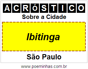 Acróstico Para Imprimir Sobre a Cidade Ibitinga