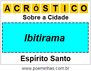 Acróstico Para Imprimir Sobre a Cidade Ibitirama