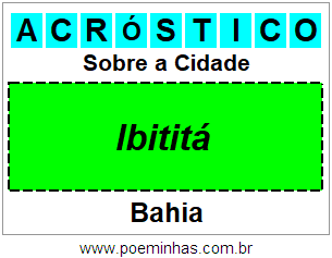 Acróstico Para Imprimir Sobre a Cidade Ibititá