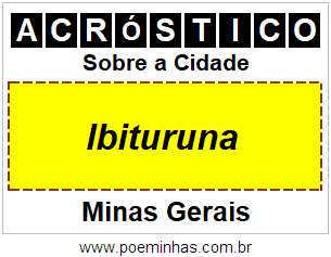 Acróstico Para Imprimir Sobre a Cidade Ibituruna