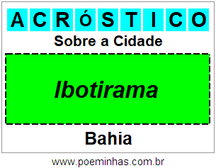 Acróstico Para Imprimir Sobre a Cidade Ibotirama