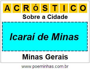 Acróstico Para Imprimir Sobre a Cidade Icaraí de Minas