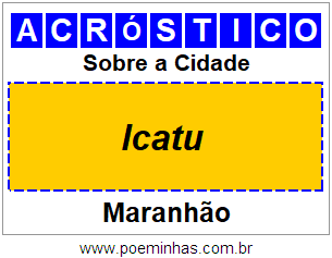 Acróstico Para Imprimir Sobre a Cidade Icatu