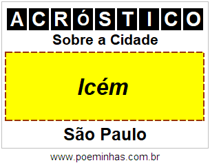 Acróstico Para Imprimir Sobre a Cidade Icém