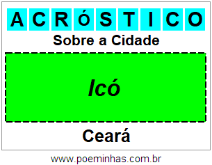 Acróstico Para Imprimir Sobre a Cidade Icó