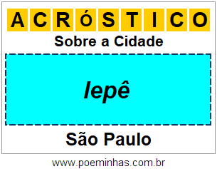 Acróstico Para Imprimir Sobre a Cidade Iepê