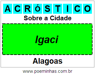 Acróstico Para Imprimir Sobre a Cidade Igaci