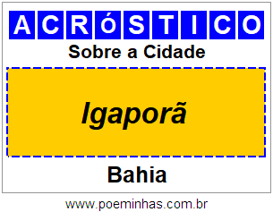 Acróstico Para Imprimir Sobre a Cidade Igaporã