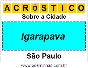 Acróstico Para Imprimir Sobre a Cidade Igarapava