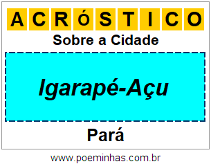 Acróstico Para Imprimir Sobre a Cidade Igarapé-Açu