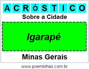 Acróstico Para Imprimir Sobre a Cidade Igarapé