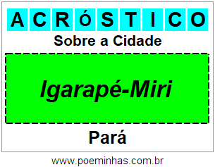 Acróstico Para Imprimir Sobre a Cidade Igarapé-Miri