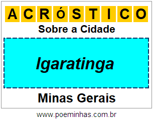 Acróstico Para Imprimir Sobre a Cidade Igaratinga