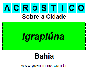 Acróstico Para Imprimir Sobre a Cidade Igrapiúna