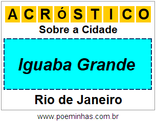 Acróstico Para Imprimir Sobre a Cidade Iguaba Grande