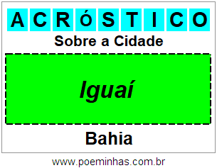 Acróstico Para Imprimir Sobre a Cidade Iguaí