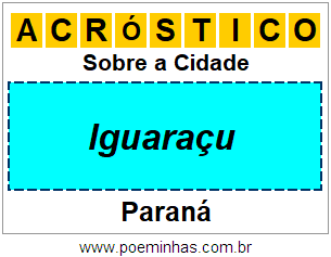 Acróstico Para Imprimir Sobre a Cidade Iguaraçu