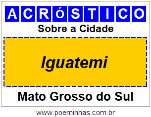 Acróstico Para Imprimir Sobre a Cidade Iguatemi