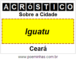 Acróstico Para Imprimir Sobre a Cidade Iguatu