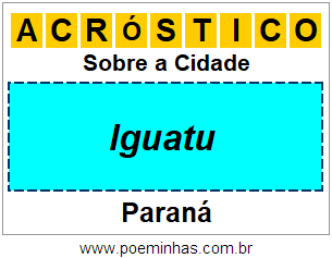 Acróstico Para Imprimir Sobre a Cidade Iguatu