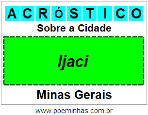 Acróstico Para Imprimir Sobre a Cidade Ijaci