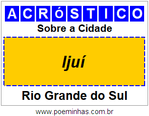 Acróstico Para Imprimir Sobre a Cidade Ijuí