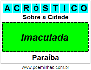 Acróstico Para Imprimir Sobre a Cidade Imaculada