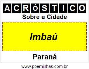 Acróstico Para Imprimir Sobre a Cidade Imbaú