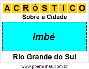 Acróstico Para Imprimir Sobre a Cidade Imbé