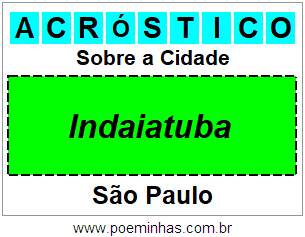 Acróstico Para Imprimir Sobre a Cidade Indaiatuba