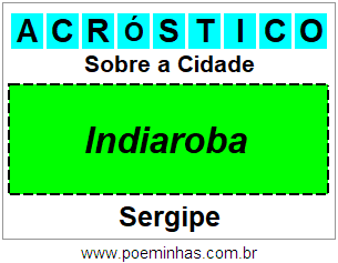 Acróstico Para Imprimir Sobre a Cidade Indiaroba