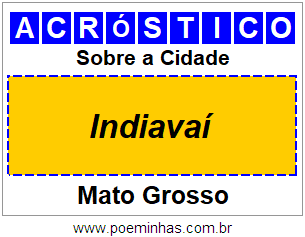 Acróstico Para Imprimir Sobre a Cidade Indiavaí