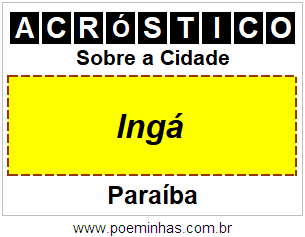 Acróstico Para Imprimir Sobre a Cidade Ingá