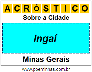 Acróstico Para Imprimir Sobre a Cidade Ingaí