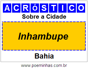 Acróstico Para Imprimir Sobre a Cidade Inhambupe