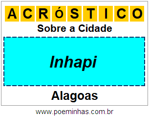 Acróstico Para Imprimir Sobre a Cidade Inhapi