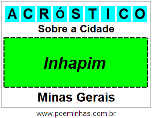 Acróstico Para Imprimir Sobre a Cidade Inhapim