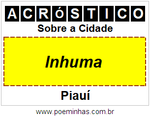 Acróstico Para Imprimir Sobre a Cidade Inhuma