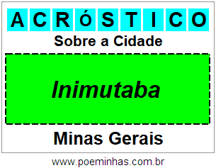 Acróstico Para Imprimir Sobre a Cidade Inimutaba