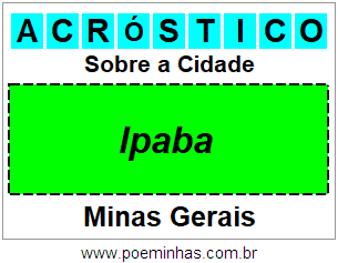 Acróstico Para Imprimir Sobre a Cidade Ipaba