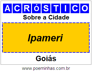 Acróstico Para Imprimir Sobre a Cidade Ipameri