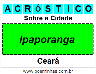 Acróstico Para Imprimir Sobre a Cidade Ipaporanga